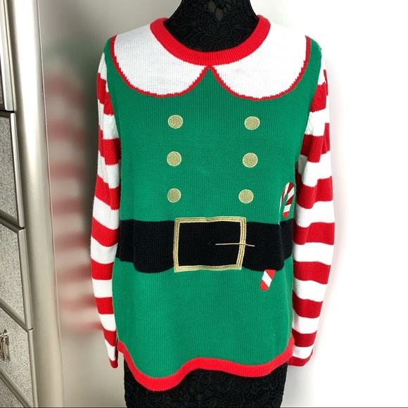 Holiday Time Sweaters - Holiday Time 12/14 Elf Cute Ugly Christmas Sweater